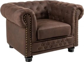 Fotoliu clasic stil englezesc Chesterfield II, maro vintage