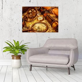 Tablou pe sticlă - uneltele itorice ale marinarior (70x50 cm)
