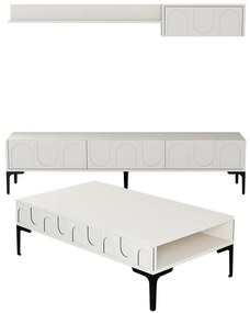 Set mobilier living Lyantela (Crem + negru). 1107137
