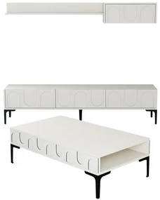 Set mobilier living Lyantela (Crem + negru). 1107137