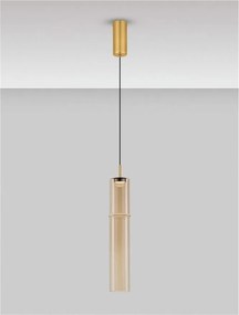Pendul LED modern, Metal, Sticla, Cognac, SANO