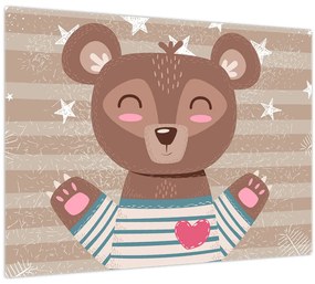 Tablou pe sticlă - Ursulețul iubitor (70x50 cm)