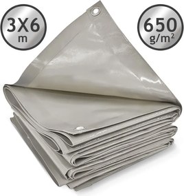 JAGO Prelata 650 g/m², ochiuri de aluminiu, gri, 3 x 6 m