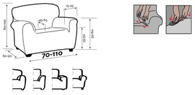 Husă extensibilă pentru fotoliu ESTIVELLA gri închis, 70-110 cm, gri, 70 - 110 cm