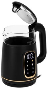 Cana electrica Adler AD 1305, 1850/2200 W, 1,7 l, Control tactil, Afisaj LCD color, 5 setari temperatura 40-100°C, Filtru antidecantare, Negru/galben