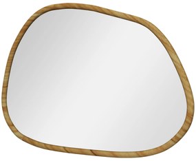 HOMCOM Oglindă Neregulară de Perete, Oglindă cu Cadru din Lemn, Oglindă Decorativă, 70x2.1x50 cm, Lemn Natural | Aosom Romania