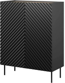 Comoda ONDA, negru/stejar, PAL laminat, 98x45x127 cm