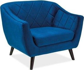 Fotoliu MOLLY 1,  stofa catifelata albastru - Bluvel 86, 105x85x83 cm