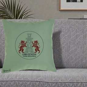 Perna Personalizata CSM Cetatea Turnu Magurele Fotbal, 40x40 cm, Verde, Husa Detasabila, Perna Inclusa, BEKZ®