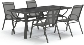 vidaXL Set de servit masa pentru grădină, 5 piese, gri și negru