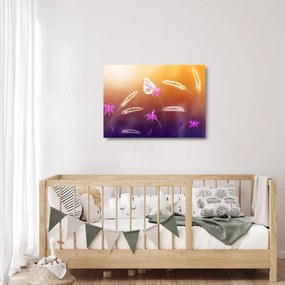 Tablou pe sticlă - Fluture roz (70x50 cm)
