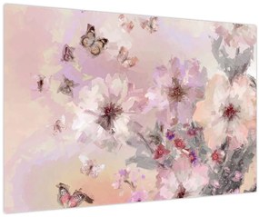 Tablou - Colaj de artă cu fluturi (90x60 cm)