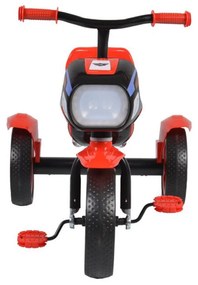 Tricicleta cu pedale NOVOKIDS™ Eagle Trike , Cu melodii si lumini, Carena, Max 25 kg, Roti din cauciuc EVA, Cadru metalic, Far luminos, Rosu
