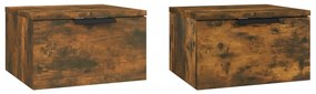 817088 vidaXL Noptiere de perete, 2 buc., stejar fumuriu, 34x30x20 cm