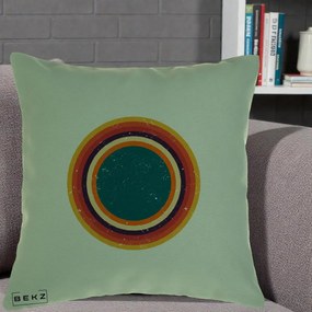 Perna Decorativa Retro Cerc Concentric Geometric Vintage, 40x40 cm, Verde, Husa Detasabila, Perna Inclusa, BEKZ®