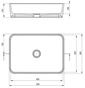 Lavoar pe blat alb 50 cm, dreptunghiular, Deante Hiacynt New