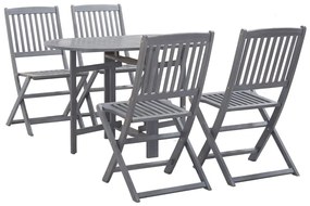 278926 vidaXL Set mobilier de grădină, 5 piese, gri, lemn masiv de acacia