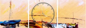 Tablou - Pictură barcă (cu ceas) (90x30 cm)