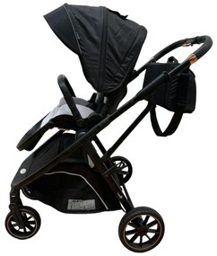 Carucior 2 in 1 pentru copii Usor si Compact - Pliabil, Sistem de absorbtie a socurilor, Scaun Reversibil - Negru - CPC-58-negru