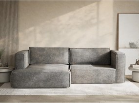 Colțar gri extensibil/cu spațiu de depozitare cu tapițerie din chenille (cu colț pe partea stângă/cu șezlong) Velto – Maison de Rêve