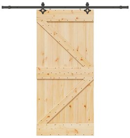 vidaXL Ușă glisantă cu set de feronerie 80x210 cm, lemn masiv de pin