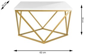 Masa de cafea CURVED 62x62 cm alama/alb
