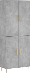 vidaXL Dulap înalt, gri beton, 69,5x34x180, lemn compozit