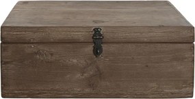 Cufăr decorativ din lemn masiv cu feronerie din metal negru, 46×31×31 cm, „Chest"
