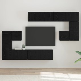 vidaXL Set comodă TV cu depozitare cu ușă 8 pcs Stejar negru