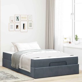 vidaXL Cadru de pat cu depozitare Gri închis 140 x 190 cm Catifea