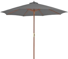 Umbrela de soare de exterior, stalp din lemn, 300 cm, antracit Gri