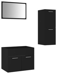 3071001 vidaXL Set de mobilier de baie, negru, lemn prelucrat