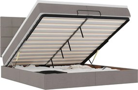 vidaXL Cadru de pat otoman cu saltele Taupe 200x200cm țesătură