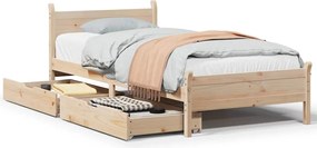 vidaXL Cadru de pat fără saltea, 75x190 cm, lemn masiv de pin