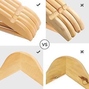 Set de 20 umerase din lemn, Songmics, Natural, 44.5x1.2x23 cm