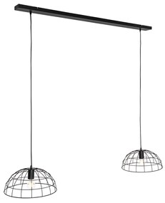 Lampă suspendată industrială neagră cu 2 lumini - Hanze