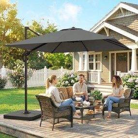 Outsunny Umbrelă de grădină suspendată, 2,4x2,4m, gri | Aosom Romania