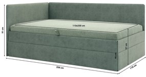 Pat matrimonial 110 cm Optoman (verde) (cu somieră și saltea) (cu sp. depozitare). 1098579