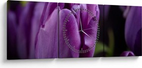 Tablou cu flori de lalele (cu ceas) (90x30 cm)