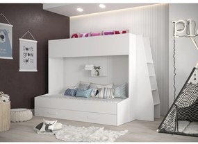 Pat pentru copii combinat 90 cm Puro 17 (alb mat + alb lucios + mânere albe). 1087116