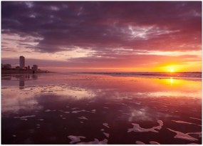 Tablou -  Plajă la apus de soare (70x50 cm)