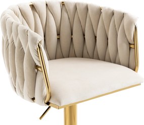 Set de 2 scaune de bar vintage cu spătar și suport pentru picioare, scaune de dining, Fildeș