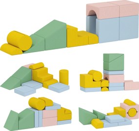 AIYAPLAY Set de blocuri moi pentru copii, set textil 12 piese, spumă, husă din catifea reiată, lavabil, pastelat | Aosom Romania