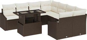 vidaXL Set de canapele pentru grădină 9 pcs Maro și Crem poliratan