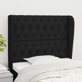 3118276 vidaXL Tăblie de pat cu aripioare, negru, 93x23x118/128 cm, textil
