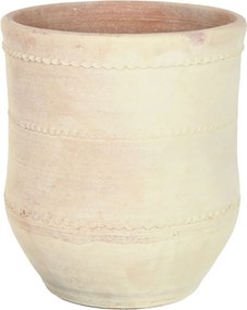 Ghiveci decorativ din teracotă artizanală, finisaj craft brut alb-crem, 52×52×60 cm, „Jerba"