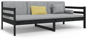 814643 vidaXL Pat de zi, negru, 90x190 cm, lemn masiv de pin