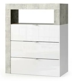 Dulap coloana mediu LC Mobili Italia Hamburg finisaj alb lucios/gri beton 64x78 cm