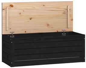 823623 vidaXL Cutie de depozitare, negru, 89x36,5x33 cm, lemn masiv de pin