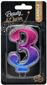 Numere Night Sky Metallic Lumânare colorată cifra 3